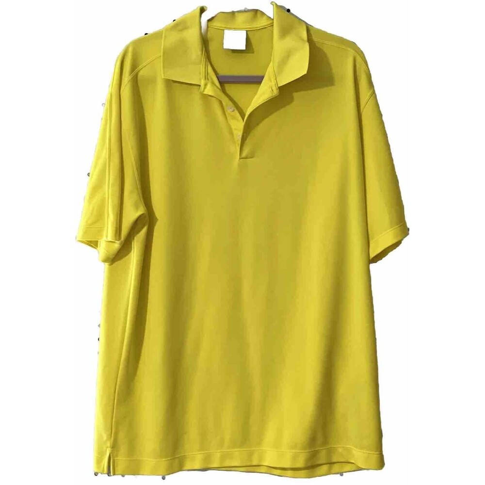 Nike Golf Dri Fit Polo XL Yellow Swoosh Logo Activewear Classic Pop Collar